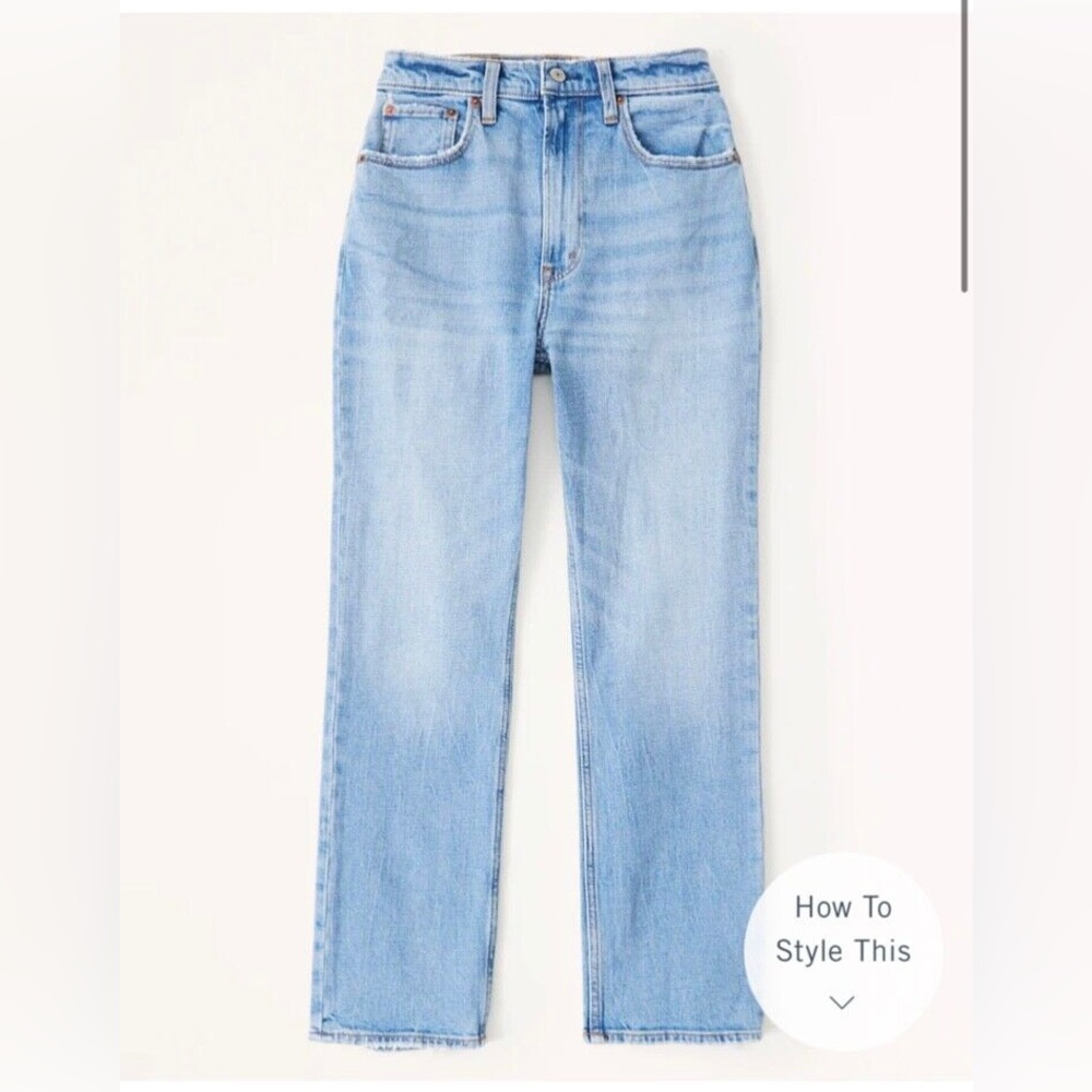 Abercrombie Ultra Straight Ankle High Rise Jean Light Wash size 32/14 L